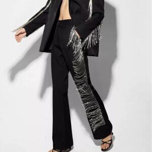 Rhinestone edge black pants by Nasty Gal
